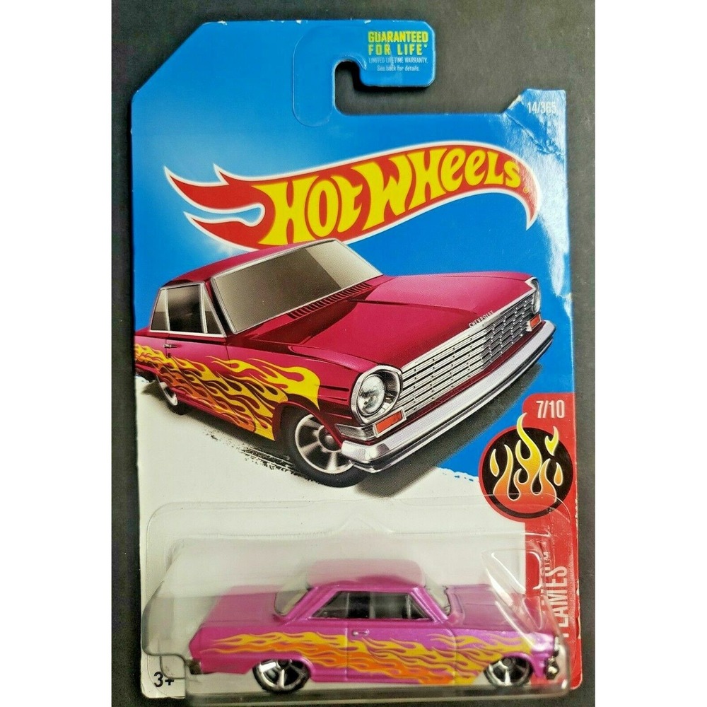 2016 Hot Wheels 1963 Chevy II Pink‎ HW Flames #14 New HW13